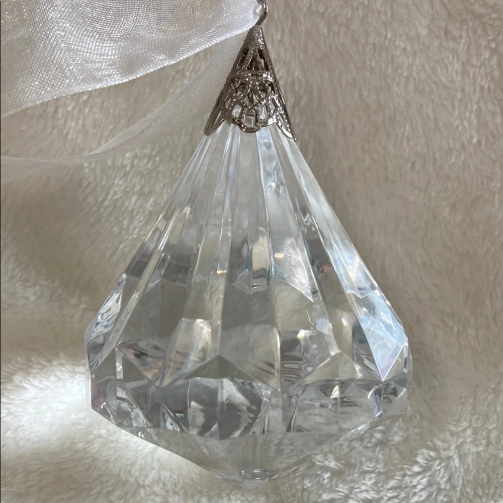 Clear Crystal Teardrop Holiday Ornament - Elegant Clear Glass Accent